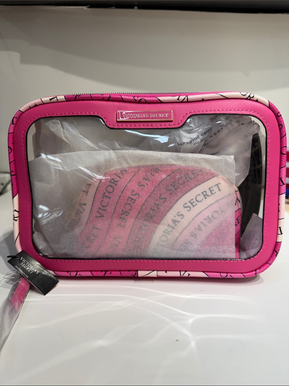 Victoria's Secret Pink Clear Panel Travel Cosmetic Case
